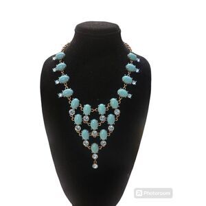 Suzanne Somers Vintage Turquoise Gold Tone Adjustable Bib Necklace